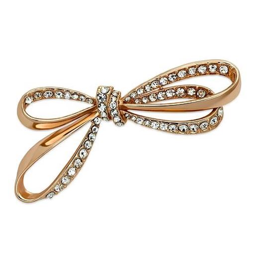 Picture of LO2891 - White Metal Brooches Flash Rose Gold Women Top Grade Crystal Clear