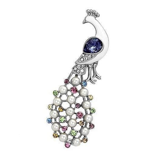 Picture of LO2896 - White Metal Brooches Imitation Rhodium Women Top Grade Crystal Multi Color