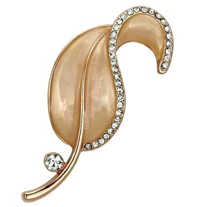 Picture of LO2899 - White Metal Brooches Flash Rose Gold Women Top Grade Crystal Clear