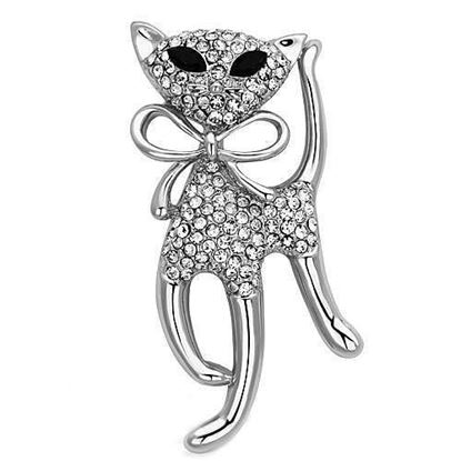 Picture of LO2900 - White Metal Brooches Imitation Rhodium Women Top Grade Crystal Jet