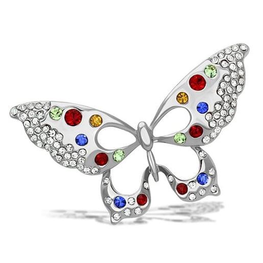 Picture of LO2906 - White Metal Brooches Imitation Rhodium Women Top Grade Crystal Multi Color