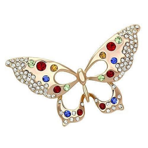 Picture of LO2907 - White Metal Brooches Flash Rose Gold Women Top Grade Crystal Multi Color