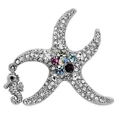 Picture of LO2910 - White Metal Brooches Imitation Rhodium Women Top Grade Crystal Multi Color