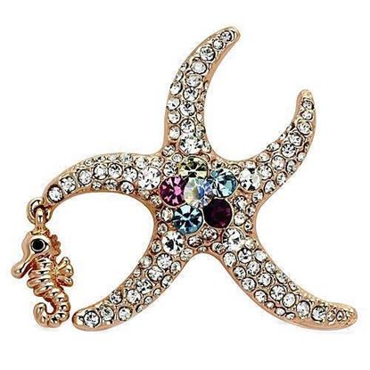 Picture of LO2911 - White Metal Brooches Flash Rose Gold Women Top Grade Crystal Multi Color