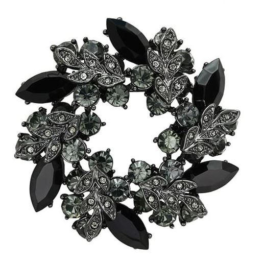 Picture of LO2917 - White Metal Brooches Ruthenium Women Top Grade Crystal Jet