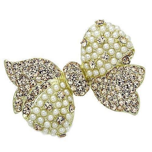 Picture of LO2927 - White Metal Brooches Flash Gold Women Synthetic White