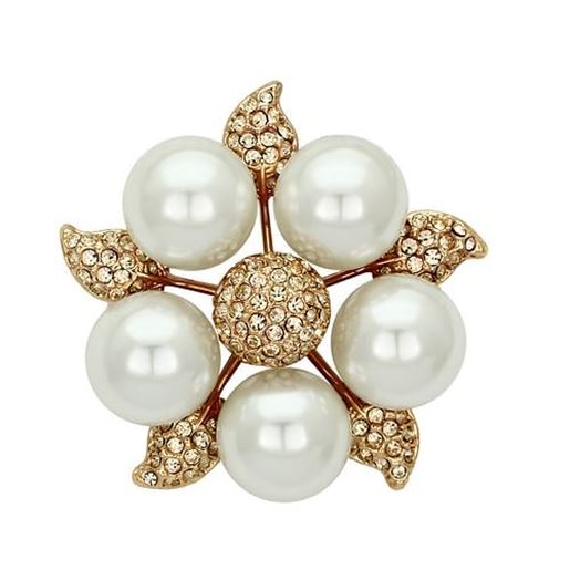 Picture of LO2928 - White Metal Brooches Flash Rose Gold Women Synthetic White