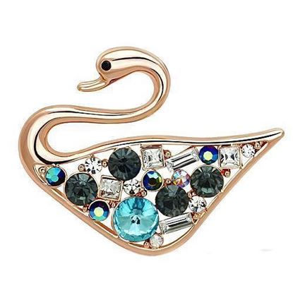 Picture of LO2934 - White Metal Brooches Flash Rose Gold Women Top Grade Crystal Multi Color