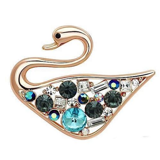 Picture of LO2934 - White Metal Brooches Flash Rose Gold Women Top Grade Crystal Multi Color