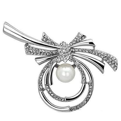 Picture of LO2938 - White Metal Brooches Imitation Rhodium Women Synthetic White