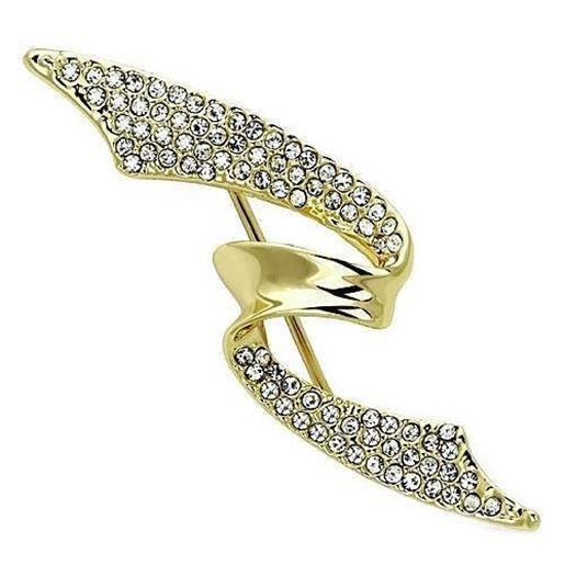 Picture of LO2940 - White Metal Brooches Flash Gold Women Top Grade Crystal Clear