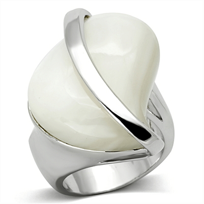 Picture of LO2944 - Brass Ring Rhodium Women Synthetic White