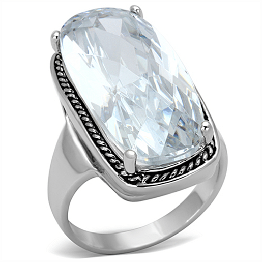 Picture of LO2958 - Brass Ring Rhodium Women AAA Grade CZ Clear