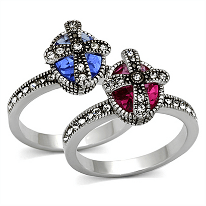 Picture of LO2997 - Brass Ring Rhodium Women Synthetic Multi Color