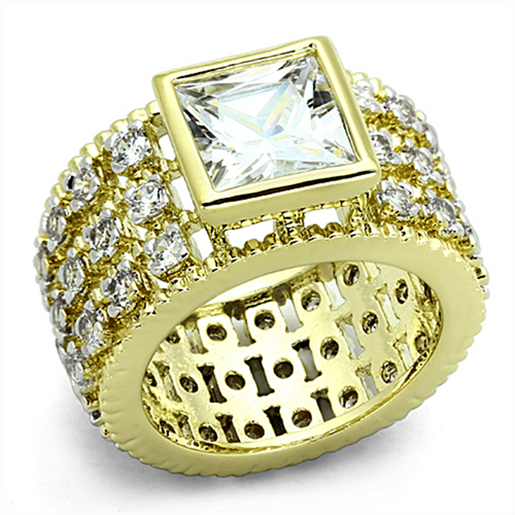 Picture of LO3002 - Brass Ring Gold+Rhodium Women AAA Grade CZ Clear