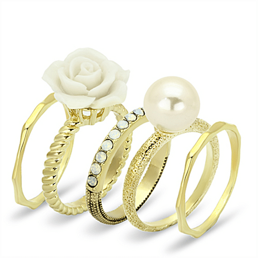 Picture of LO3008 - Brass Ring Gold Women Synthetic White