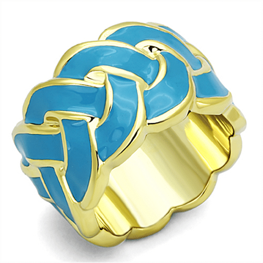 Picture of LO3010 - Brass Ring Gold Women Epoxy Sea Blue