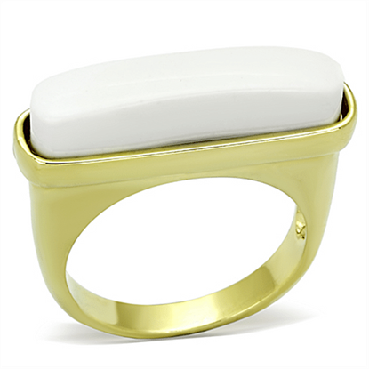 Picture of LO3011 - Brass Ring Gold Women Synthetic White