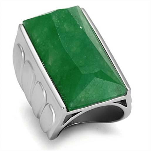 Picture of LO3023 - Brass Ring Rhodium Women Synthetic Emerald