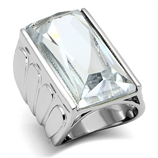 Picture of LO3030 - Brass Ring Rhodium Women AAA Grade CZ Clear