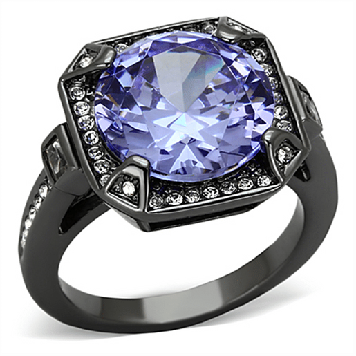 Picture of LO3075 - Brass Ring Ruthenium Women AAA Grade CZ Tanzanite