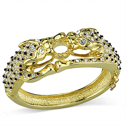 Picture of LO3083 - Brass Bangle Gold Women Top Grade Crystal Clear