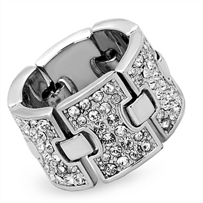 Picture of LO3147 - Brass Ring Rhodium Women Top Grade Crystal Clear