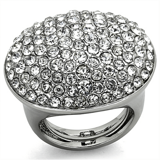 Picture of LO3149 - Brass Ring Rhodium Women Top Grade Crystal Clear