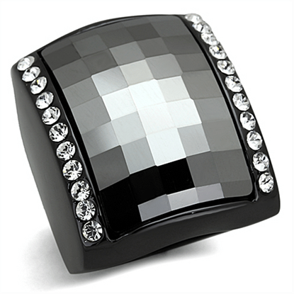 Picture of LO3207 - Brass Ring TIN Cobalt Black Women Top Grade Crystal Black Diamond