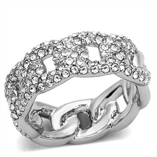 Picture of LO3210 - Brass Ring Rhodium Women Top Grade Crystal Clear