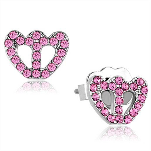 Picture of LO3231 - Brass Earrings Rhodium Women Top Grade Crystal Rose