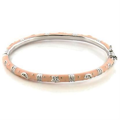 Picture of LO324 - Brass Bangle Rhodium Women Top Grade Crystal Clear