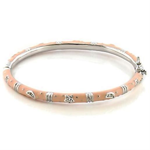 Picture of LO324 - Brass Bangle Rhodium Women Top Grade Crystal Clear