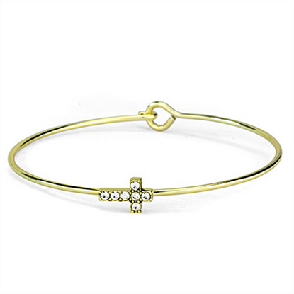 Picture of LO3264 - Brass Bangle Gold Women Top Grade Crystal Clear