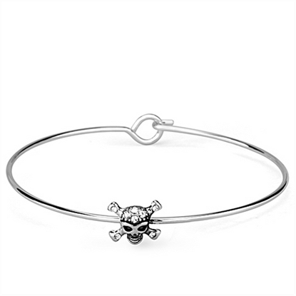 Picture of LO3267 - Brass Bangle Rhodium Women Top Grade Crystal Clear