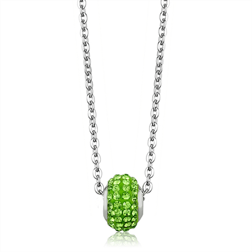 Picture of LO3330 - Stainless Steel Necklace High polished (no plating) Women Top Grade Crystal Peridot