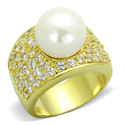 Picture of LO3385 - Brass Ring Gold Women Synthetic White