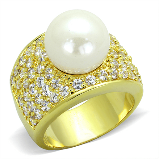 Picture of LO3385 - Brass Ring Gold Women Synthetic White