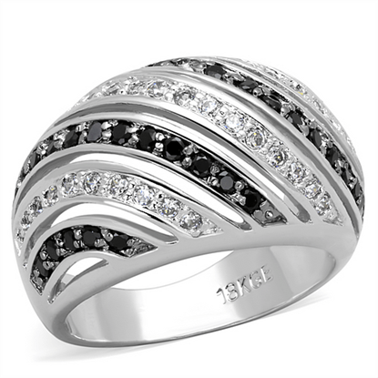 Picture of LO3399 - Brass Ring Rhodium + Ruthenium Women AAA Grade CZ Black Diamond