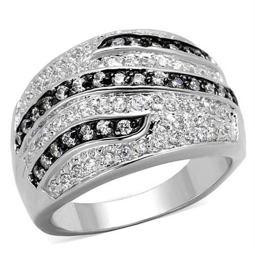 Picture of LO3400 - Brass Ring Rhodium + Ruthenium Women AAA Grade CZ Clear