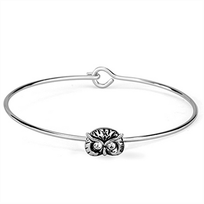 Picture of LO3441 - Brass Bangle Rhodium Women Top Grade Crystal Clear