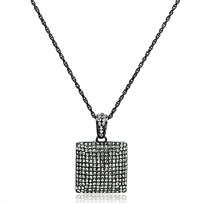 Picture of LO3471 - Brass Chain Pendant TIN Cobalt Black Women Top Grade Crystal Black Diamond