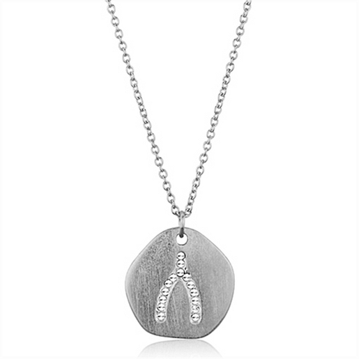 Picture of LO3478 - Brass Chain Pendant Rhodium+Brushed Women Top Grade Crystal Clear