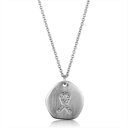 Picture of LO3480 - Brass Chain Pendant Rhodium+Brushed Women Top Grade Crystal Clear