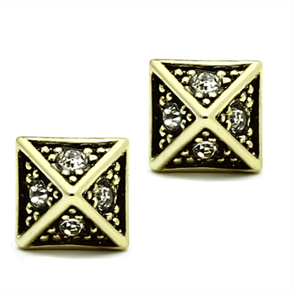 Picture of LO3507 - Brass Earrings Flash Gold Women Top Grade Crystal Clear