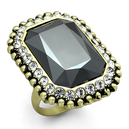 Picture of LO3511 - Brass Ring Gold & Brush Women Top Grade Crystal Hematite