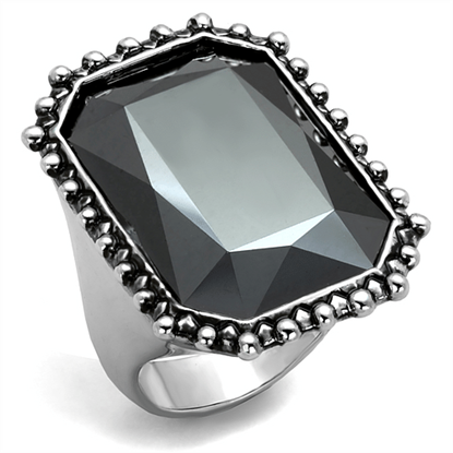 Picture of LO3532 - Brass Ring Rhodium Women Top Grade Crystal Hematite