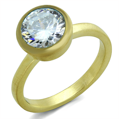 Picture of LO3538 - Brass Ring Gold & Brush Women AAA Grade CZ Clear