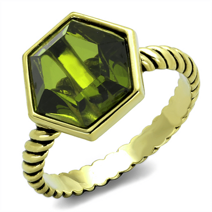 Picture of LO3544 - Brass Ring Gold Women AAA Grade CZ Olivine color