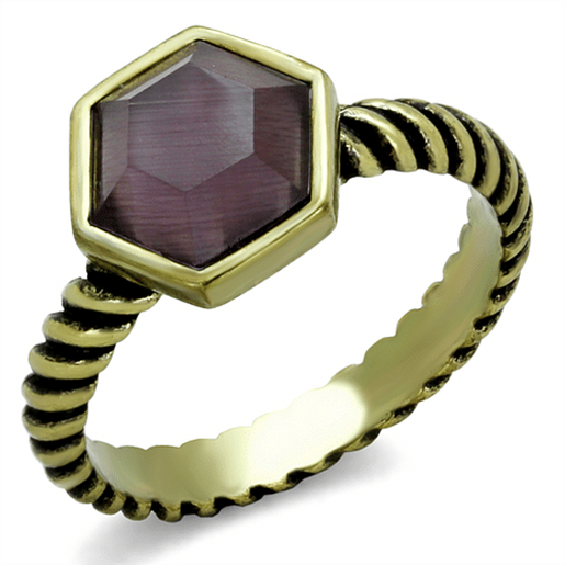 Picture of LO3545 - Brass Ring Antique Copper Women Synthetic Amethyst